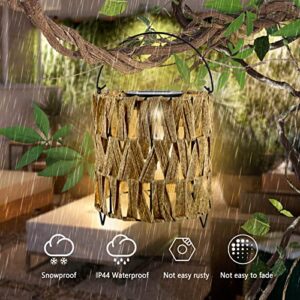 Decorative Table Lights Outdoor Rattan - Hanging Lantern Lights Solar Rattan Lantern Warm White for Tabletop, Garden Decor, Party and Wedding