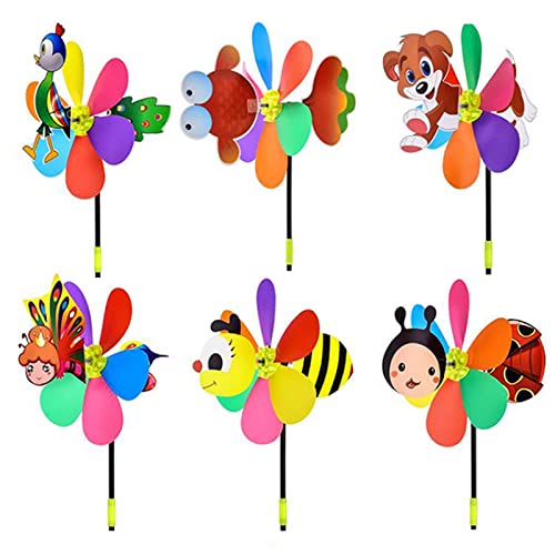 Tuxiaobu 6 Pcs Garden Pinwheels - 6 Styles Windmill for Yard Garden Decor - Kindergarten Children's Gifts Whimsical Baby Gifts for Garden Party Lawn Décor