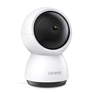 winees indoor security camera 2k, wifi pet camera for home security with sound/human/pet detection, clear night vision, motion tracking, pan/tilt/zoom for baby monitor/elderly/dog, alexa&pc compatible