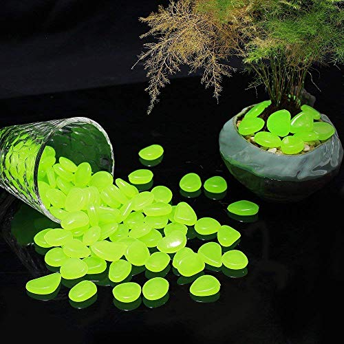 Ebliiny 500 Pcs Glow in The Dark Garden Pebbles, Gardening Luminous Glow Stones Outdoor Decor Glowing Water Fish Tank Gravel (Green)