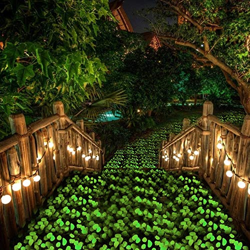 Ebliiny 500 Pcs Glow in The Dark Garden Pebbles, Gardening Luminous Glow Stones Outdoor Decor Glowing Water Fish Tank Gravel (Green)