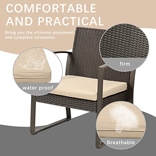 BPS 3 Pieces Patio Furniture Set, Outdoor Rattan Wicker Chairs with Table, 3 Pcs Sofa Set with Cushion, Conversation Furniture for Garden Poolside