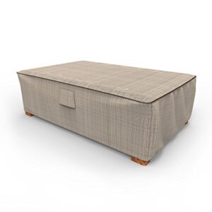 budge p5a36pm1 english garden patio ottoman/coffee table cover heavy duty and waterproof, large, two-tone tan