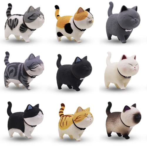 9 PCS Cute Miniature Cats Landscape Lovely Cats Figurines Fairy Home Garden Animals Kitten Adorable Cupcake Christmas Birthday Gift for Home Garden Decor Ornament Supplies