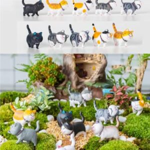 9 PCS Cute Miniature Cats Landscape Lovely Cats Figurines Fairy Home Garden Animals Kitten Adorable Cupcake Christmas Birthday Gift for Home Garden Decor Ornament Supplies