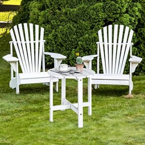 RELAX4LIFE 18” Outdoor Side Table - Solid Wood Patio Side Table w/Stable Construction, Weather Resistant, Small Round Table for Patio, Garden, Lawn, Backyard, Balcony, Small Patio Table (1, White)