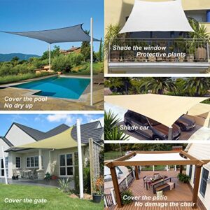 Patio Sun Shade Sail Canopy, 12' x 16' Rectangle Shade Cloth Outdoor Cover - UV Resistant Sunshade Fabric Awning Shelter for Backyard Lawn Garden Carport (Sand Color)