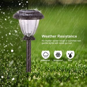 SUNWIND Solar Pathway Lights Outdoor Waterproof Glass Landscape Lights 6-Pack Warm White LED for Garden,Path,Patio Yard,Walkway and Driveway (Bronze Metal)