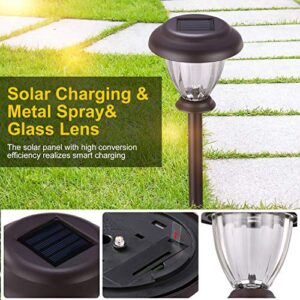 SUNWIND Solar Pathway Lights Outdoor Waterproof Glass Landscape Lights 6-Pack Warm White LED for Garden,Path,Patio Yard,Walkway and Driveway (Bronze Metal)