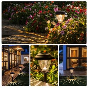 SUNWIND Solar Pathway Lights Outdoor Waterproof Glass Landscape Lights 6-Pack Warm White LED for Garden,Path,Patio Yard,Walkway and Driveway (Bronze Metal)