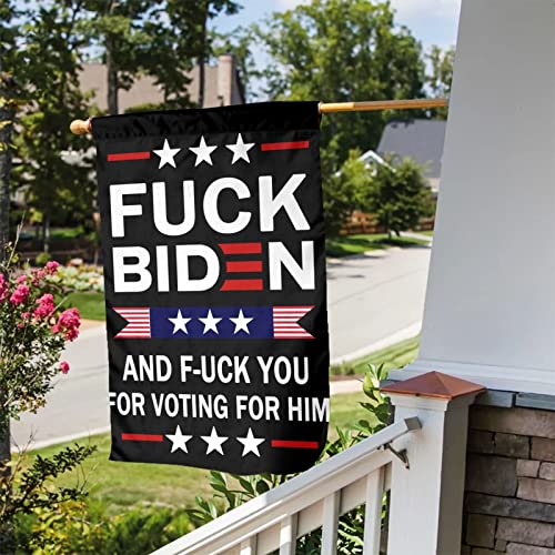 F-Uck Biden And F-Uck You For Voting For Him Garden Flag Flower Art Welcome Garden Flag 12"X 18" Double Sided Double-Sided Vertical Courtyard Lawn Outdoor Home Decoration