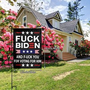 F-Uck Biden And F-Uck You For Voting For Him Garden Flag Flower Art Welcome Garden Flag 12"X 18" Double Sided Double-Sided Vertical Courtyard Lawn Outdoor Home Decoration