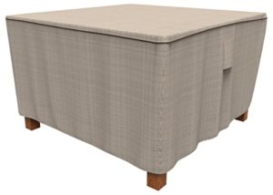 budge p5a09pm1 english garden square patio table cover heavy duty and waterproof, medium, two-tone tan