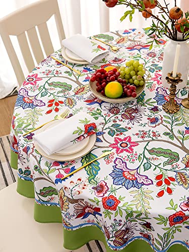 EHouseHome Indoor Outdoor Tablecloth Water Resistant Spill Proof Fabric Table Cover 60Inch Round,Botanical Garden