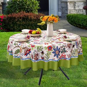 EHouseHome Indoor Outdoor Tablecloth Water Resistant Spill Proof Fabric Table Cover 60Inch Round,Botanical Garden