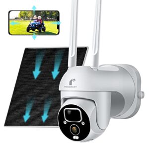 p panoraxy 2.5k 4mp solar security camera wireless outdoor 360°view 2.4g wifi home ptz camera, color night vision battery powered, motion＆human detect, pan tile, works with alexa & google assistant
