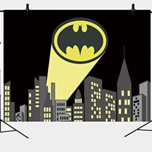 Superhero Super City Backdrop Yellow Full Moon Skyline Buildings City Scape Photography Background Child Boy Birthday Party Decoration Banner Photo Booth