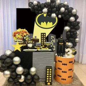 Superhero Super City Backdrop Yellow Full Moon Skyline Buildings City Scape Photography Background Child Boy Birthday Party Decoration Banner Photo Booth