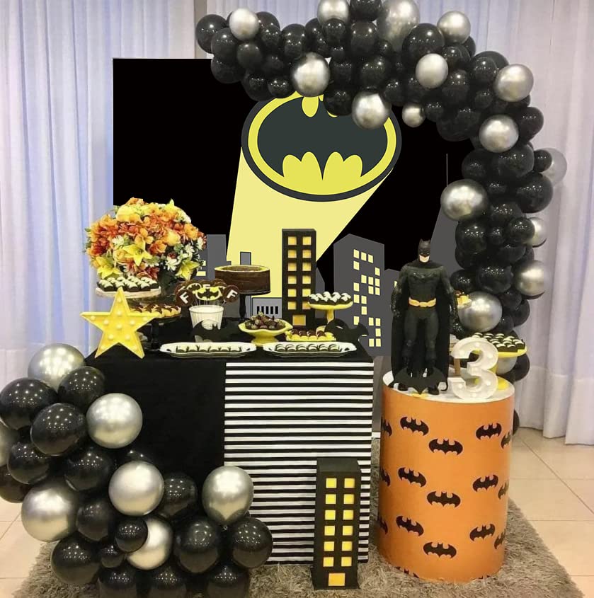 Superhero Super City Backdrop Yellow Full Moon Skyline Buildings City Scape Photography Background Child Boy Birthday Party Decoration Banner Photo Booth