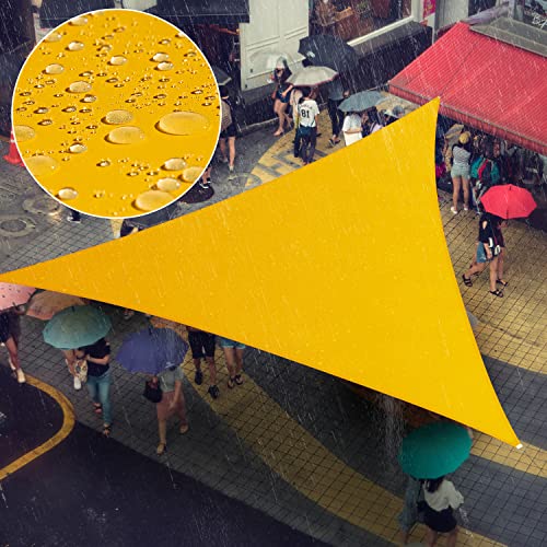 Amgo 16' x 16' x 16' Yellow Triangle Waterproof Sun Shade Sail Canopy Awning Shelter, 95% UV Block Water Resistant AMTADT16, Garden Carport Outdoor Patio (We Customize)