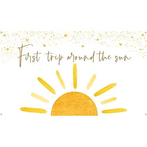 OSNIE Boho Sun First Trip Around the Sun First Birthday Photography Backdrop Banner Muted Sunrise Wall Hanging Decor Sun Theme 1st Birthday Party Photo Background Decoration Supplies for Boys Girls