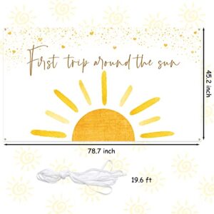 OSNIE Boho Sun First Trip Around the Sun First Birthday Photography Backdrop Banner Muted Sunrise Wall Hanging Decor Sun Theme 1st Birthday Party Photo Background Decoration Supplies for Boys Girls