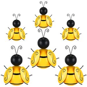 moxweyeni 6 pack metal bumble bee wall art sculptures garden decorations, 3d iron hanging bee wall decor for indoor outdoor home garden yard lawn yard lawn fence decoration