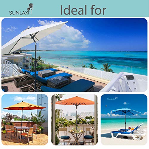 SUNLAX 9ft Outdoor Patio Umbrella, Market Table Umbrella with Push Button Tilt and Crank for Garden Grey Color