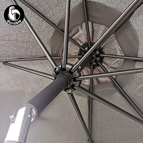 SUNLAX 9ft Outdoor Patio Umbrella, Market Table Umbrella with Push Button Tilt and Crank for Garden Grey Color