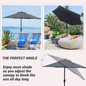 SUNLAX 9ft Outdoor Patio Umbrella, Market Table Umbrella with Push Button Tilt and Crank for Garden Grey Color