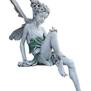 Sitting Fairy Statue for Garden Tudor Sitting Fairy Statue Beautiful Tudor and Turek Sitting Fairy Statue Garden Ornament Resin Craft for Landscaping Garden Yard Decoration (A)