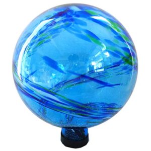 gardener select (16bfg04 glow in the dark glass gazing globe – decorative glass gazing globe/ball/sphere lawn ornament for gardens (10 inch, blue)