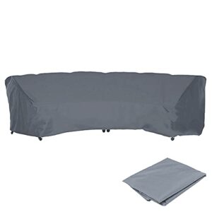 bosking patio furniture cover heavy duty waterproof curved sofa cover dustproof section couch sofa cover outdoor indoor furniture half-moon sofa set protector with adjustable drawstring (grey)