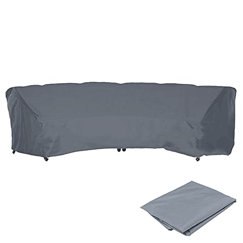 BOSKING Patio Furniture Cover Heavy Duty Waterproof Curved Sofa Cover Dustproof Section Couch Sofa Cover Outdoor Indoor Furniture Half-Moon Sofa Set Protector with Adjustable Drawstring (Grey)