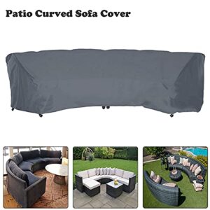 BOSKING Patio Furniture Cover Heavy Duty Waterproof Curved Sofa Cover Dustproof Section Couch Sofa Cover Outdoor Indoor Furniture Half-Moon Sofa Set Protector with Adjustable Drawstring (Grey)