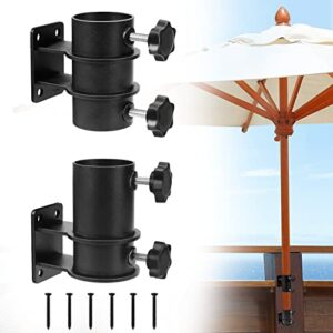 LKHOME Patio Umbrella Holder, Outdoor Deck Umbrella Mount, 2.2'' Diameter in Stainless Steel Umbrella Clamp Adjustable Railing Umbrella Mount Outside for Garden Backyard Balcony