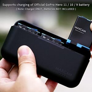 MAXCAM Power Triple Battery Charger for GoPro HERO11/HERO10/HERO9 Enduro Battery Black