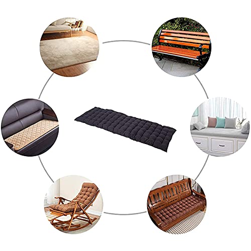 ZHOUZHOU Outdoor/Indoor Garden Patio Bench Cushion Chaise Lounge Chair Cushion Long Rectangle Thick Non-Slip Sun Lounger Chair Seat Pad for Lawn/Dining 61.0220.87inch,Black