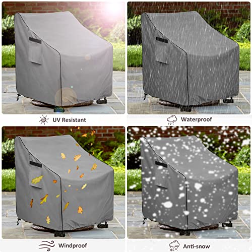 Okcool Outdoor Swivel Chair Cover 2 Pack,Outdoor Furniture Patio Chair Covers Waterproof Clearance,(33"W x 35"D x 38.5"H) Outdoor Lawn Patio Furniture Covers,Grey