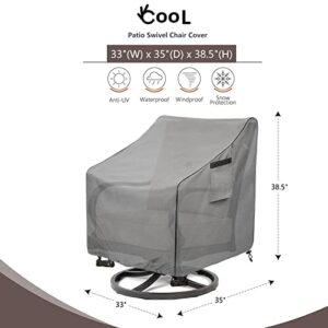 Okcool Outdoor Swivel Chair Cover 2 Pack,Outdoor Furniture Patio Chair Covers Waterproof Clearance,(33"W x 35"D x 38.5"H) Outdoor Lawn Patio Furniture Covers,Grey