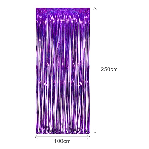 Purple Tinsel Curtain Party Backdrop - GREATRIL Foil Fringe Curtain Party Decor Photo Booth Streamers for Mermaid Birthday Euphoria Themed Party Decorations - 1m x 2.5m - Pack of 2