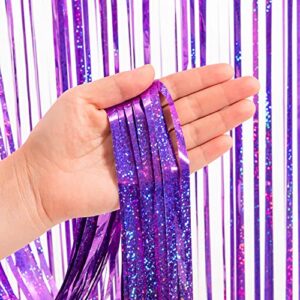 Purple Tinsel Curtain Party Backdrop - GREATRIL Foil Fringe Curtain Party Decor Photo Booth Streamers for Mermaid Birthday Euphoria Themed Party Decorations - 1m x 2.5m - Pack of 2