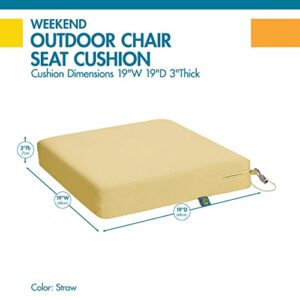 Duck Covers Weekend Water-Resistant Outdoor Dining Seat Cushion, 19 x 19 x 3 Inch, Straw, Dining Chair Cushions