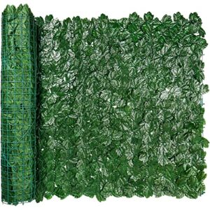 iCover 59 * 98in Artificial Ivy Privacy Fence Screen, Green Maple Leaf Strengthened Joint Prevent Leaves Falling Off, Faux Hedge Panels Greenery Vines, Decorative Fence for Outdoor, Garden