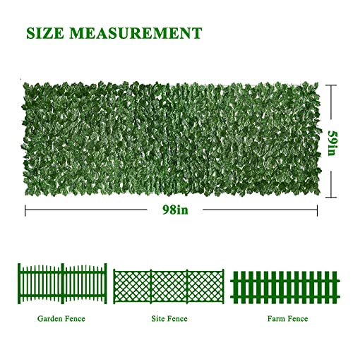 iCover 59 * 98in Artificial Ivy Privacy Fence Screen, Green Maple Leaf Strengthened Joint Prevent Leaves Falling Off, Faux Hedge Panels Greenery Vines, Decorative Fence for Outdoor, Garden