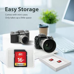 Gigastone 16GB 5 Pack SD Card UHS-I U1 Class 10 SDHC Memory Card High-Speed Full HD Video Canon Nikon Sony Pentax Kodak Olympus Panasonic Digital Camera, with 5 Mini Cases