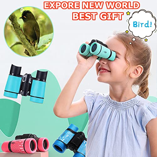 Kid Binoculars Best Gifts for 3-12 Years Boys Girls High-Resolution Optics Shockproof Mini Compact Binocuolar Toys Folding Small Telescope for Bird Watching Camping Outdoor Play