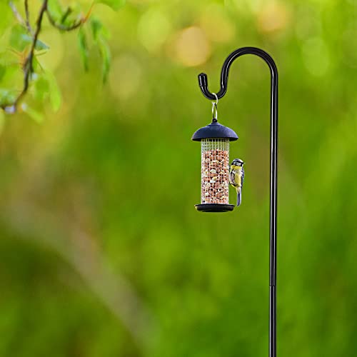 JIER Outdoor Shepherds Hook with 5 Prongs Base,65 Inch Sturdy Hummingbird Feeder Stand, Adjustable Heavy Duty Garden Hanger Hook for Hanging Flower Basket, Solar Light, and Wedding Decor