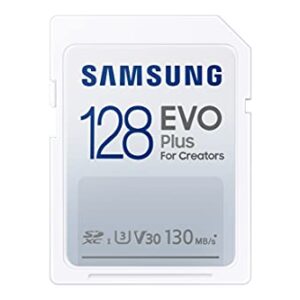 SAMSUNG EVO Plus Full Size 128 GB SDXC Card 130MB/s Full HD & 4K UHD, UHS-I, U3, V30 (MB-SC128K/AM)