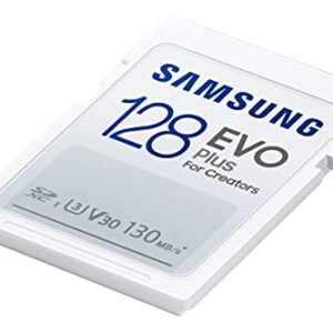 SAMSUNG EVO Plus Full Size 128 GB SDXC Card 130MB/s Full HD & 4K UHD, UHS-I, U3, V30 (MB-SC128K/AM)